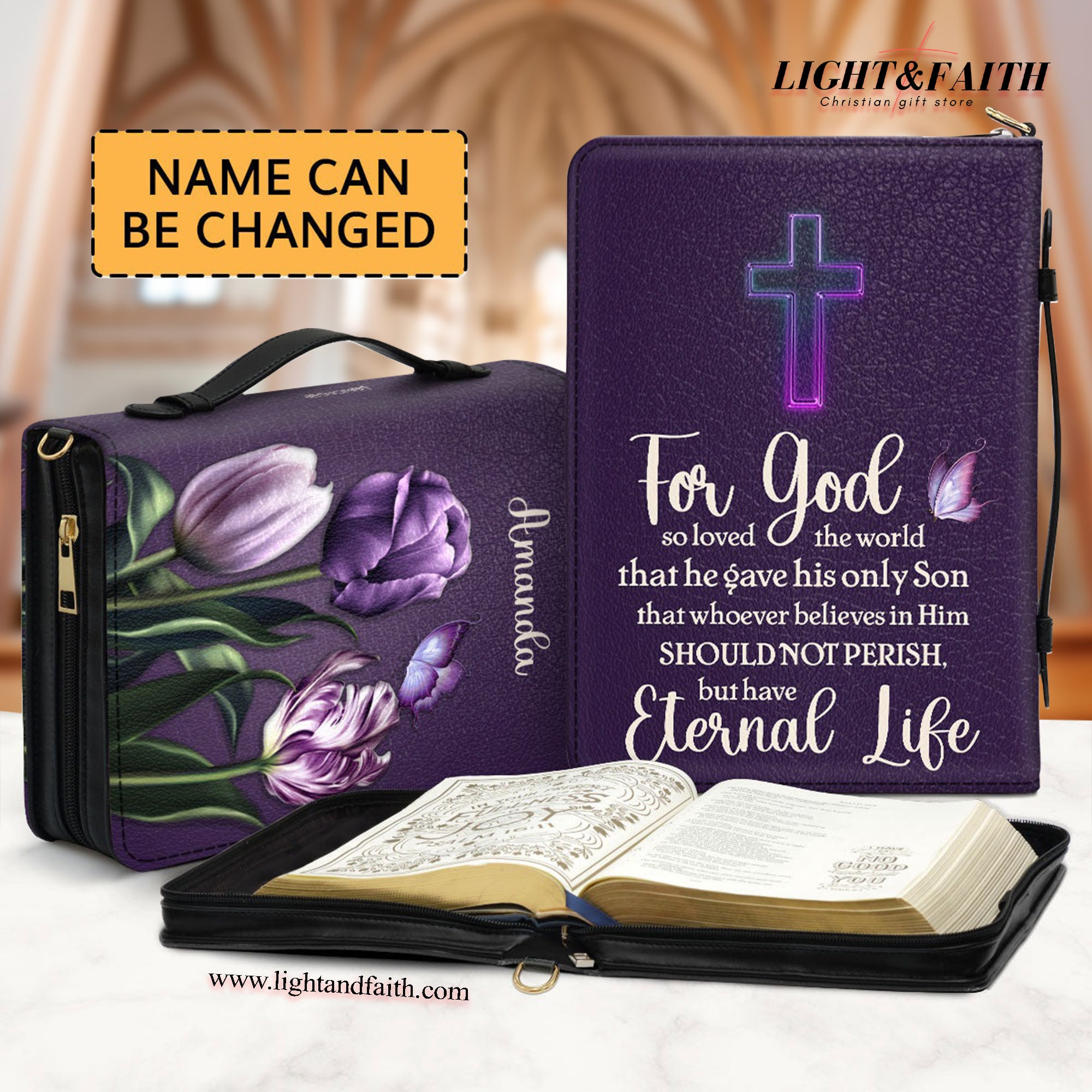 For God So Loved The World Leather Book Cover, Personalized Bible Cover, Bible Case With Name, Christian Gift, Bible Covers Jesus Gifts
